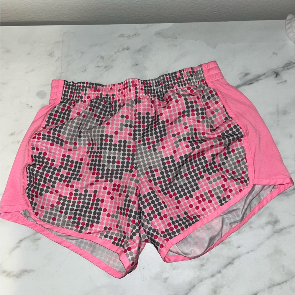 Pink and gray athletic shorts